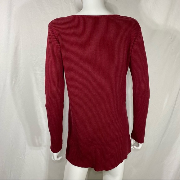 Newport News Burgundy Ribbed Long Legging Length Sweater - Picture 3 of 6